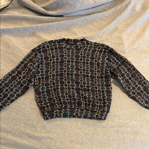 Jhane Barnes Men's Crewneck Sweater - Blue and Brown Plaid